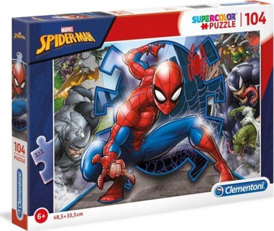 Køb Spiderman Puslespil - Super Color - Clementoni - 104 Brikker - Gucca.dk