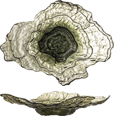 Bloomingville - Aiku Skål - Grøn - Glas - L 38 Cm