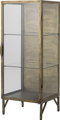 Bloomingville Skab - Saone - Brass - Messingfinish - Hærdet Glas