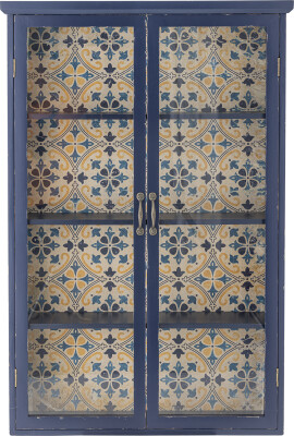 Creative Collection - Hazem Vitrineskab - Blå - Fyrretræ - 81X122X22 Cm