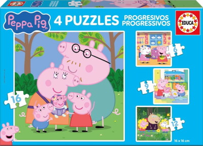 Køb Educa - Peppa Pig - 4 Puzzles Progressive - Gurli Gris Puslespil ...