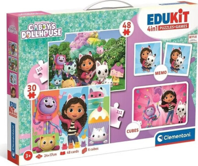Køb Gabbys Dukkehus Puslespil Og Vendespil - Edukit 4-I-1 - Clementoni ...