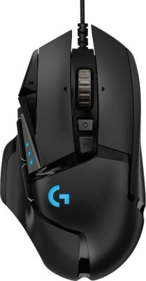 Sort Logitech G502 Hero gamingmus med mange knapper og RGB