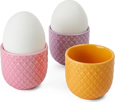 Lyngby Porcelæn - Rhombe Color Æggebæger Sæt 5 Cm - Gul Rosa Lilla
