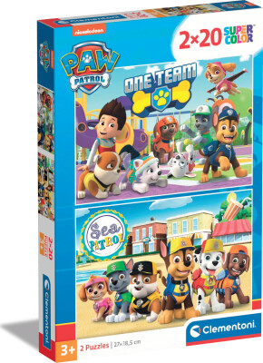 Køb Paw Patrol Puslespil - Super Color - Clementoni - 2X20 Brikker ...
