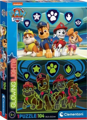 Køb Paw Patrol Puslespil - Glowing Lights - Clementoni - 104 Brikker ...