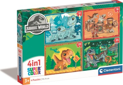 Køb Clementoni Puslespil - Jurassic World - Super Color - 4 Stk - Gucca.dk
