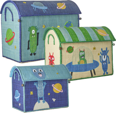 Køb Rice - Raffia Toy Baskets With Monsters Theme - Vibrant - Set Of 3 ...