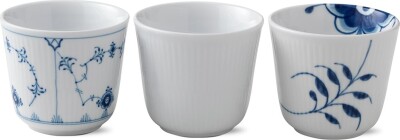 Royal Copenhagen - Blå Termokrus - 26 Cl - 3-Pak - Riflet