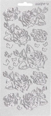 Køb Blomster Klistermærker - Roser - Sølv - Gucca.dk