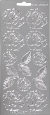 Køb Blomster Klistermærker - Roser - Sølv - Gucca.dk