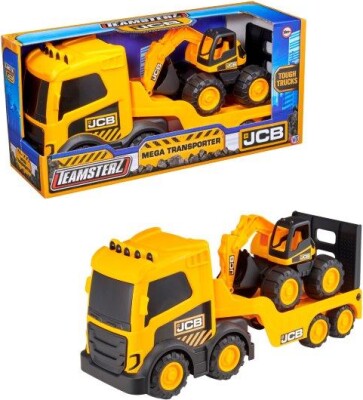 Hti Engine Transporter Køb Teamsterz - Jcb - Tough Trucks - Mega Transporter Med Excavator fra ...