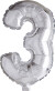 Tal Ballon - Folie - 3 - Sølv - H 41 Cm