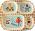 Rice - Melamine Kids 4 Room Plate With Music Band Print - Blue - 21 Cm X 21