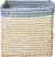 Rice - Raffia Basket Without Handles In Nature With Blue Border - 20 Cm X