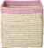 Rice - Raffia Basket Without Handles In Nature With Soft Pink Border - 20
