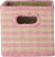 Rice - Raffia Square Basket With Handle Opening - Pink Checks - Small