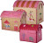Rice - Raffia Toy Baskets With Fun Fair Theme - Pink - Set Of 3