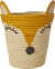 Rice - Round Raffia Basket With Fox Head - Yellow