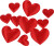 Satinhjerter - Str 10 20 Mm - Tykkelse 1-2 Mm - Rød - 70 Stk