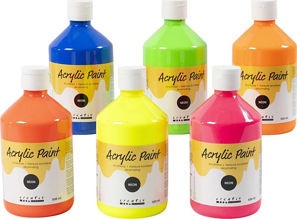 Akrylmaling - Neon Farver - A-color 05 - 6x500ml billede