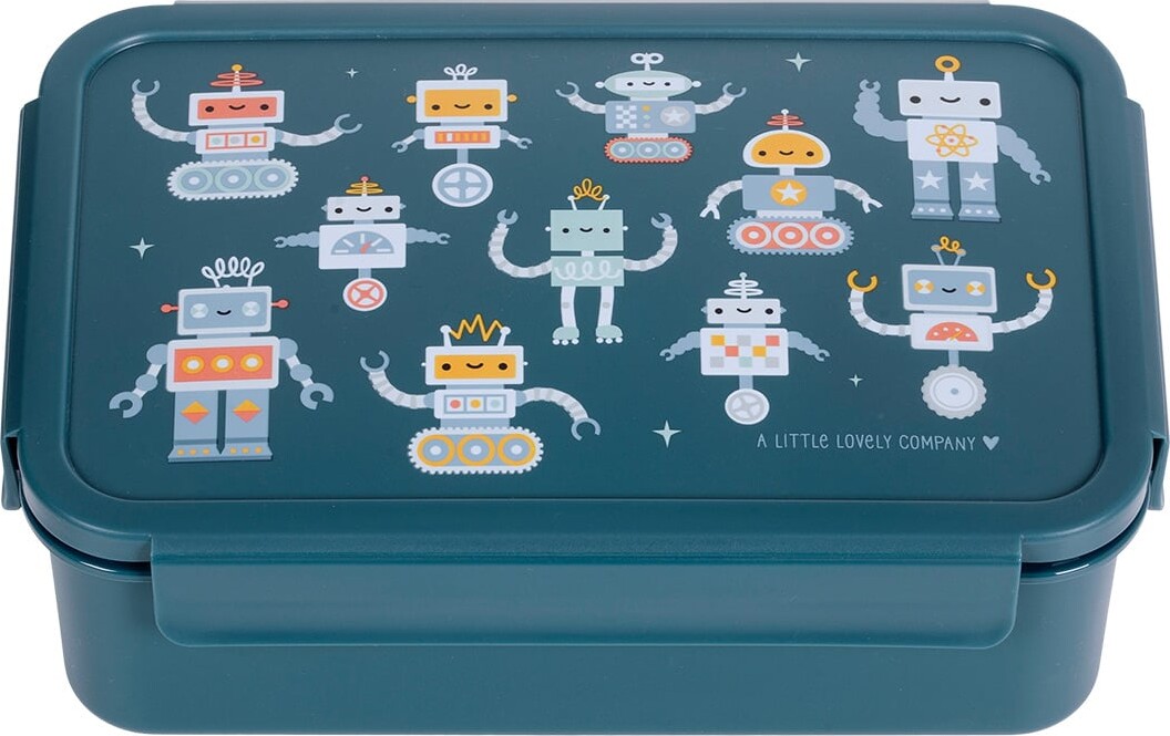 A Little Lovely Company - Bento Madkasse - Robots - 22 X 7 X 14.5 Cm