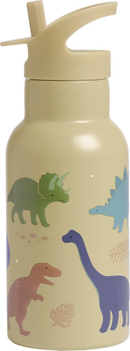 A Little Lovely Company - Rustfrit Stål Drikkeflaske - Dino - 7.3 X 20 X 7.3 Cm