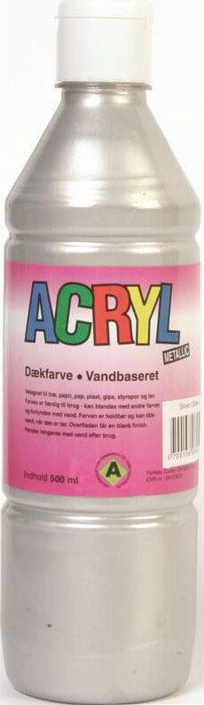 Fantasy Color - Acryl Maling - Metallic Sølv - 500 Ml - Fantasy