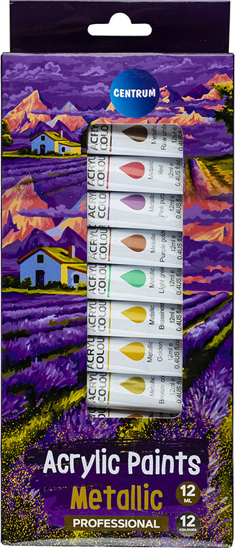 Akrylfarver På Tube - Metallic - 12 Stk á 12 Ml - Centrum