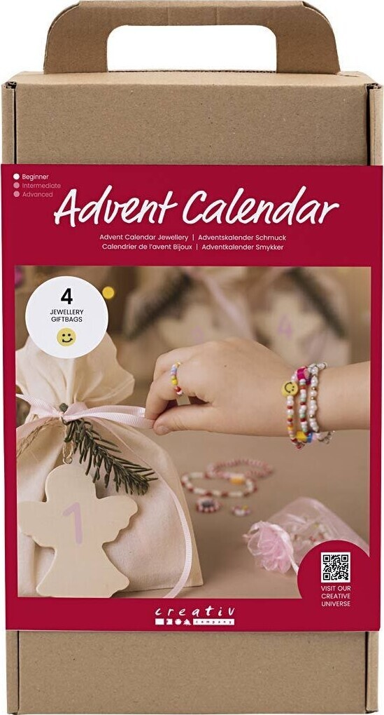 Kreativ Adventskalender - Smykker Diy - 4 Gaver - Creativ Company