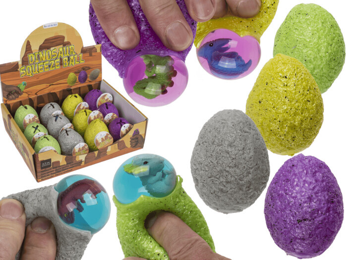 æg Med Dinosaur Squeeze 6,5 Cm - Assorteret - Out Of The Blue