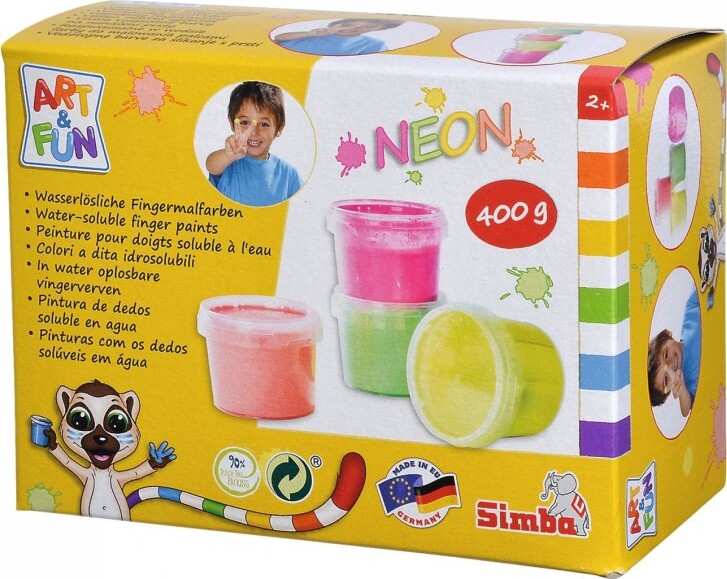 Fingermaling Til Børn - Neon - 4 Farver - Art & Fun