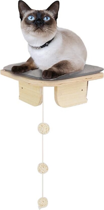 Afp - Skywalk Corner Platform - Væghængt Kattemøbel Med Bolde I Snor - 26cm