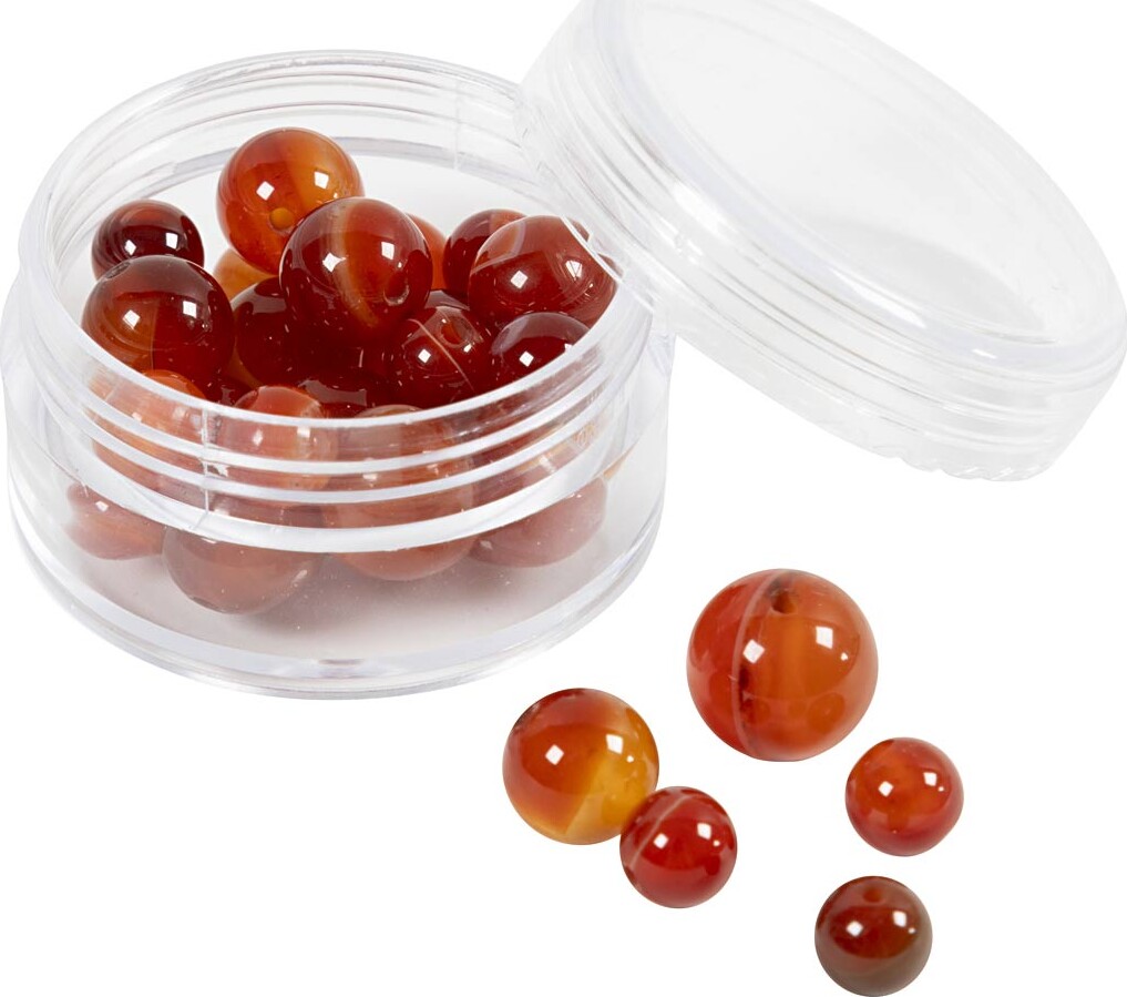 Agat Perler - Brændt Orange - Forskellige Størrelser - 28 Stk billede