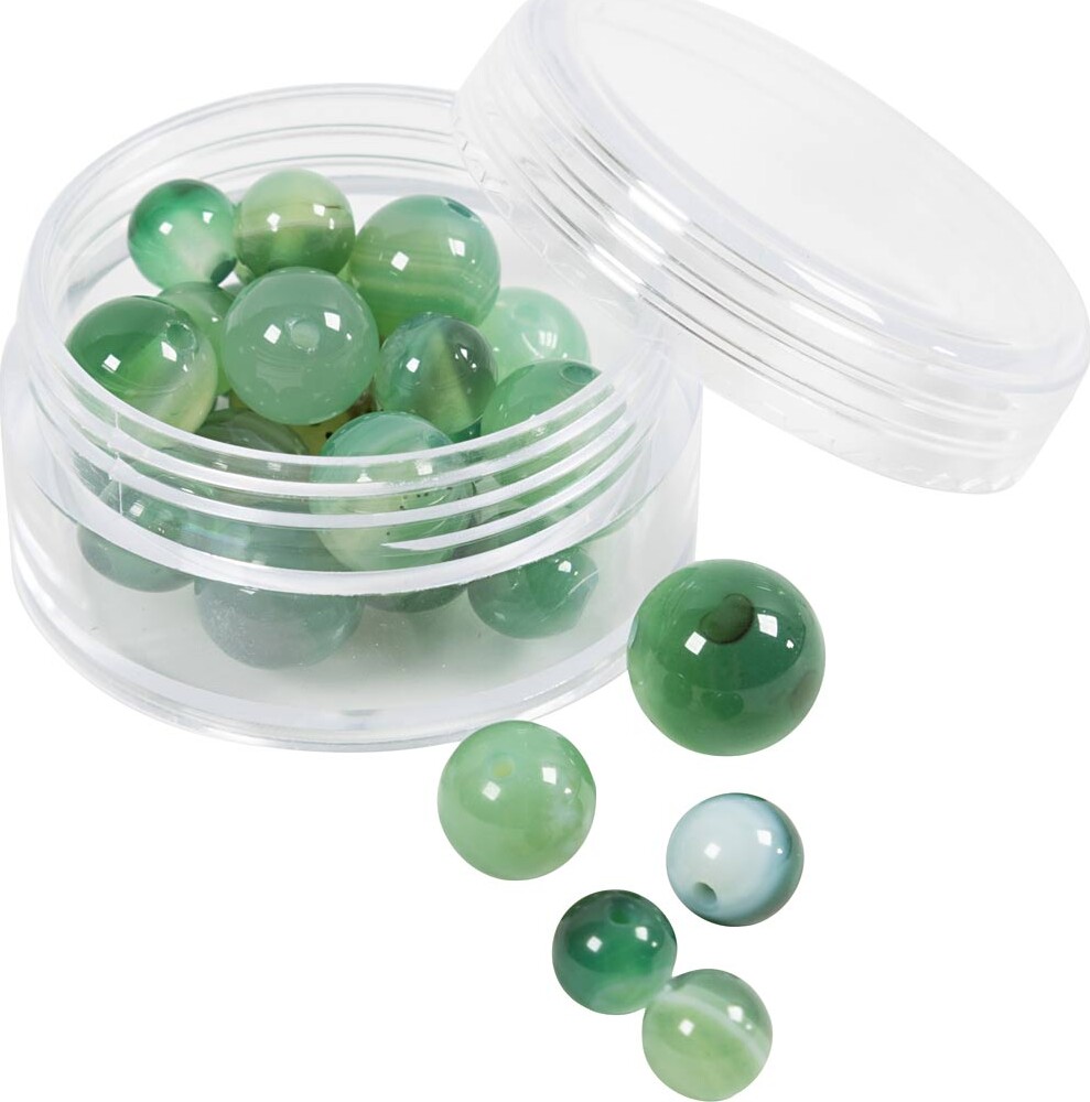 Agat Perler - Klar Grøn - Hulstr. 0,9-1 Mm - 28 Stk billede