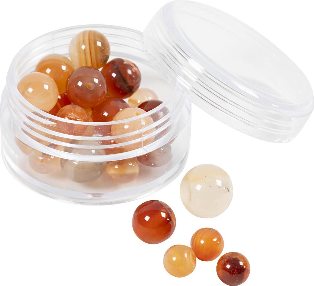 Agat Perler - Lys Brun - Hulstr. 0,9-1 Mm - 28 Stk billede