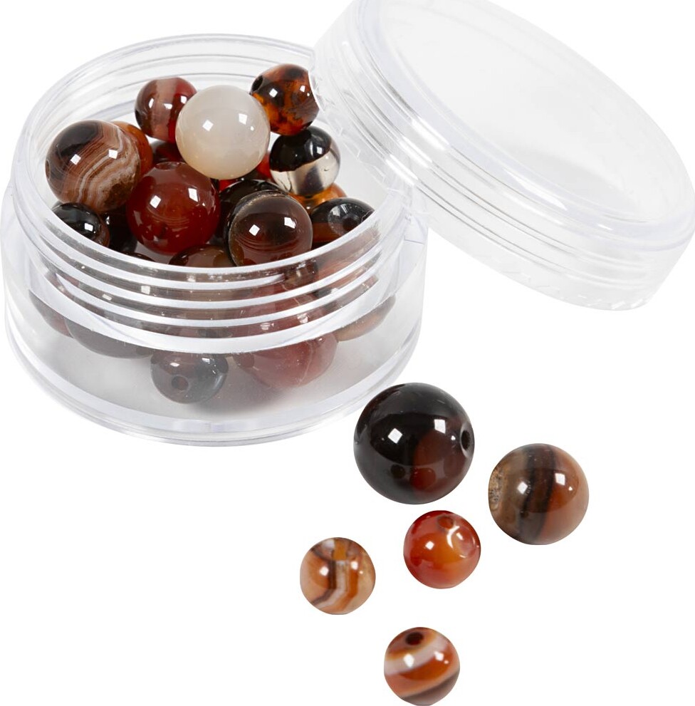 Agat Perler - Mørk Brun - Hulstr. 0,9-1 Mm - 28 Stk billede