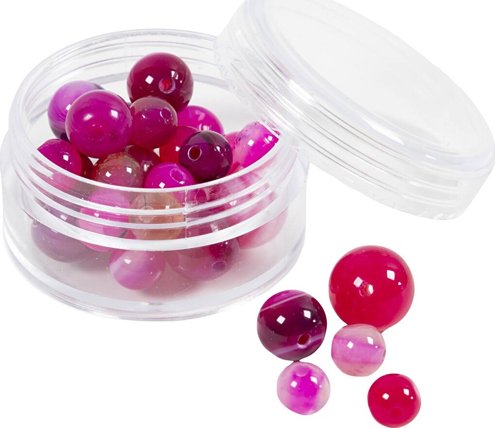Agat Perler - Pink - Hulstr. 0,9-1 Mm - 28stk billede