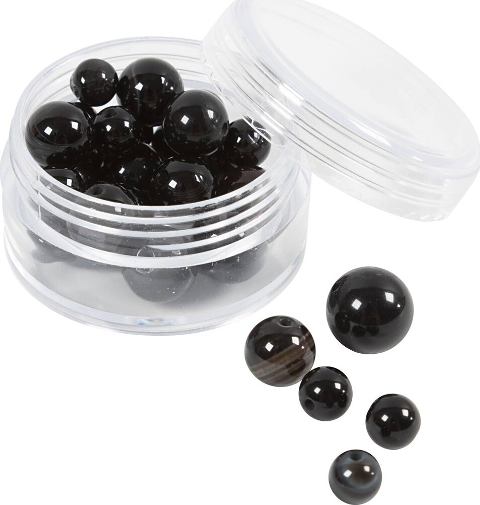 Agat Perler - Sort - Hulstr. 0,9-1 Mm - 28 Stk billede