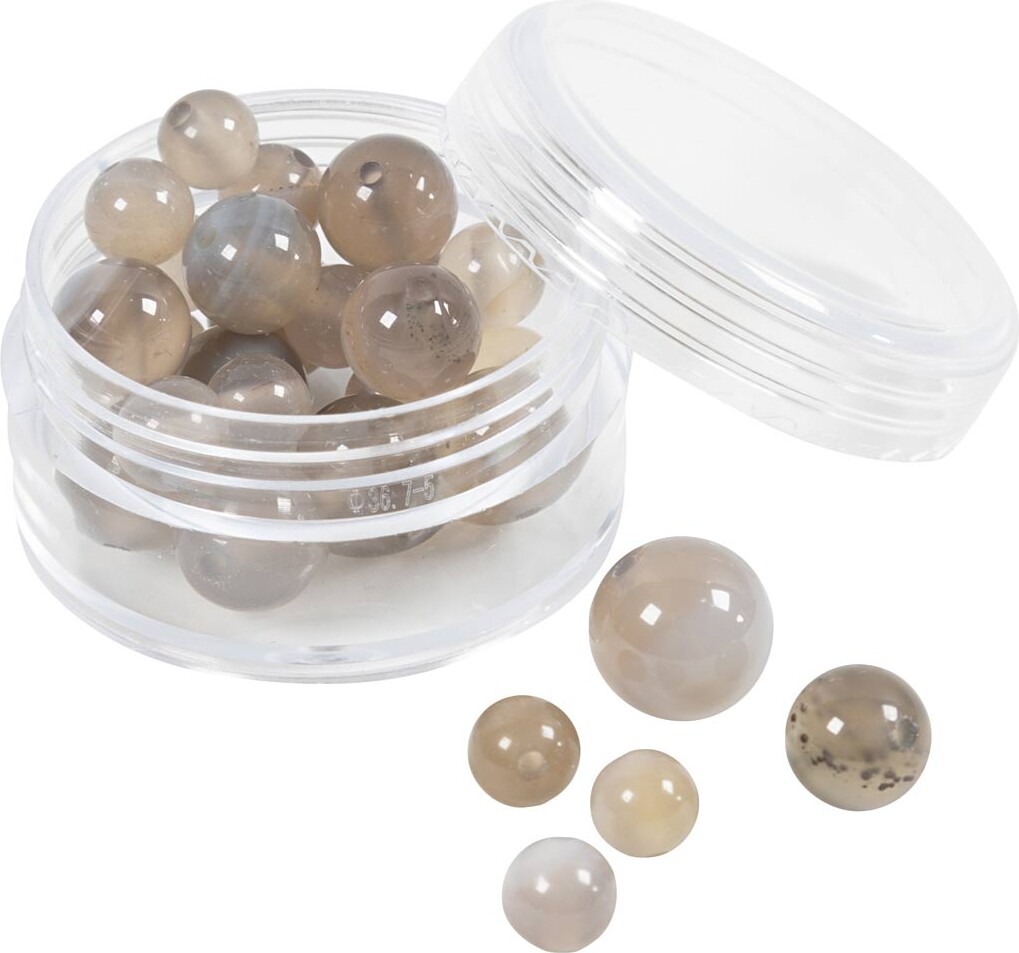 Agat Perler - Transparent Grå - Hulstr. 0,9-1 Mm - 28 Stk billede