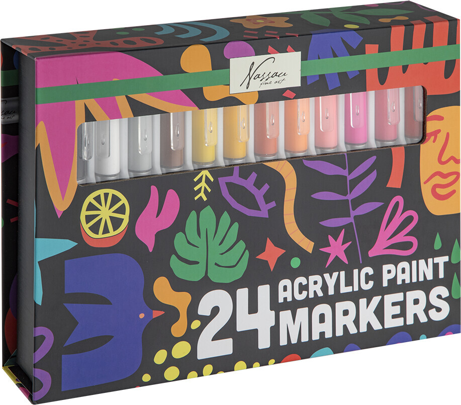 Nassau Fine Art - 24 Acrylic Paint Markers - Akryl Tusser