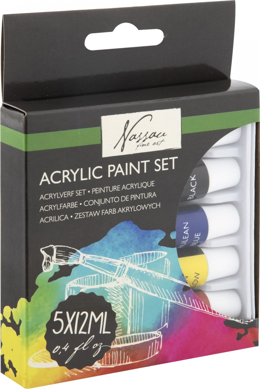 Creative Craft Group Akryl maling 5 tuber 12ml., i gaveæske