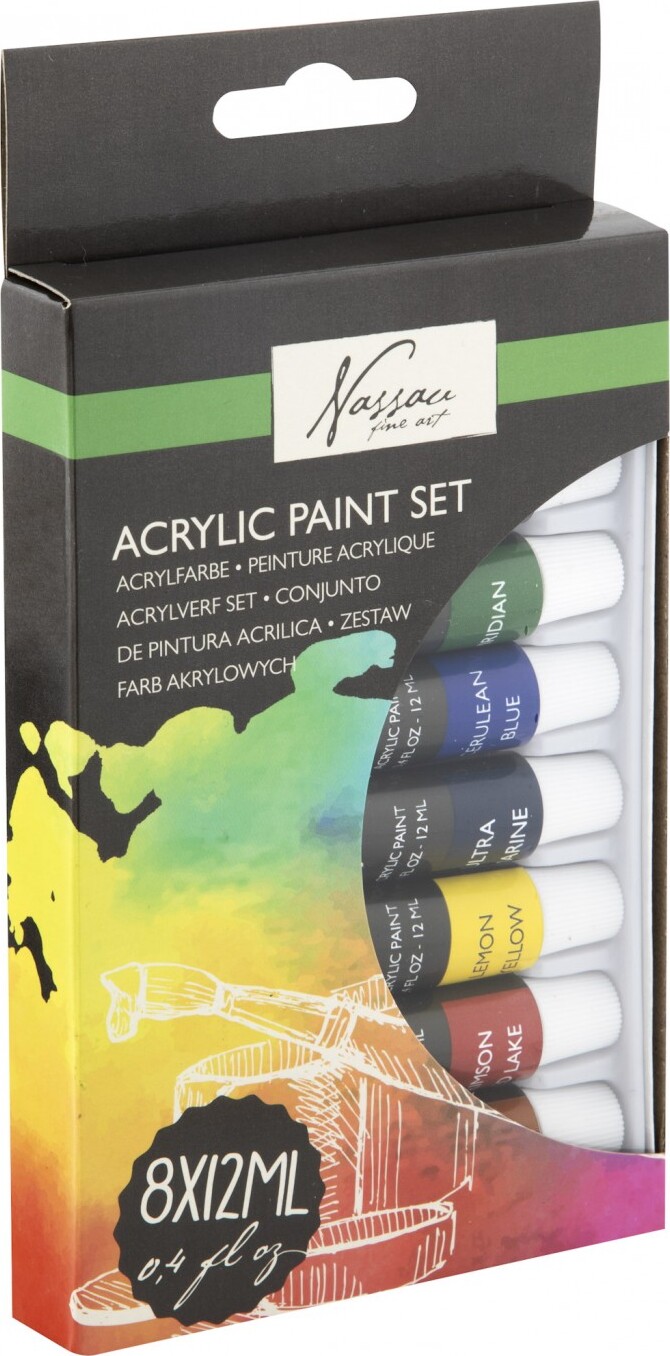 Creative Craft Group Akryl maling 8 tuber 12ml., i gaveæske