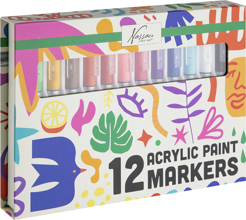 Nassau Fine Art - 12 Acrylic Paint Markers - Akryl Tusser