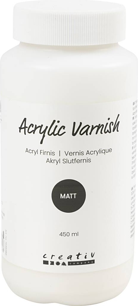 Akryl Slutfernis - Mat - Transparent - Hvid - 450 Ml