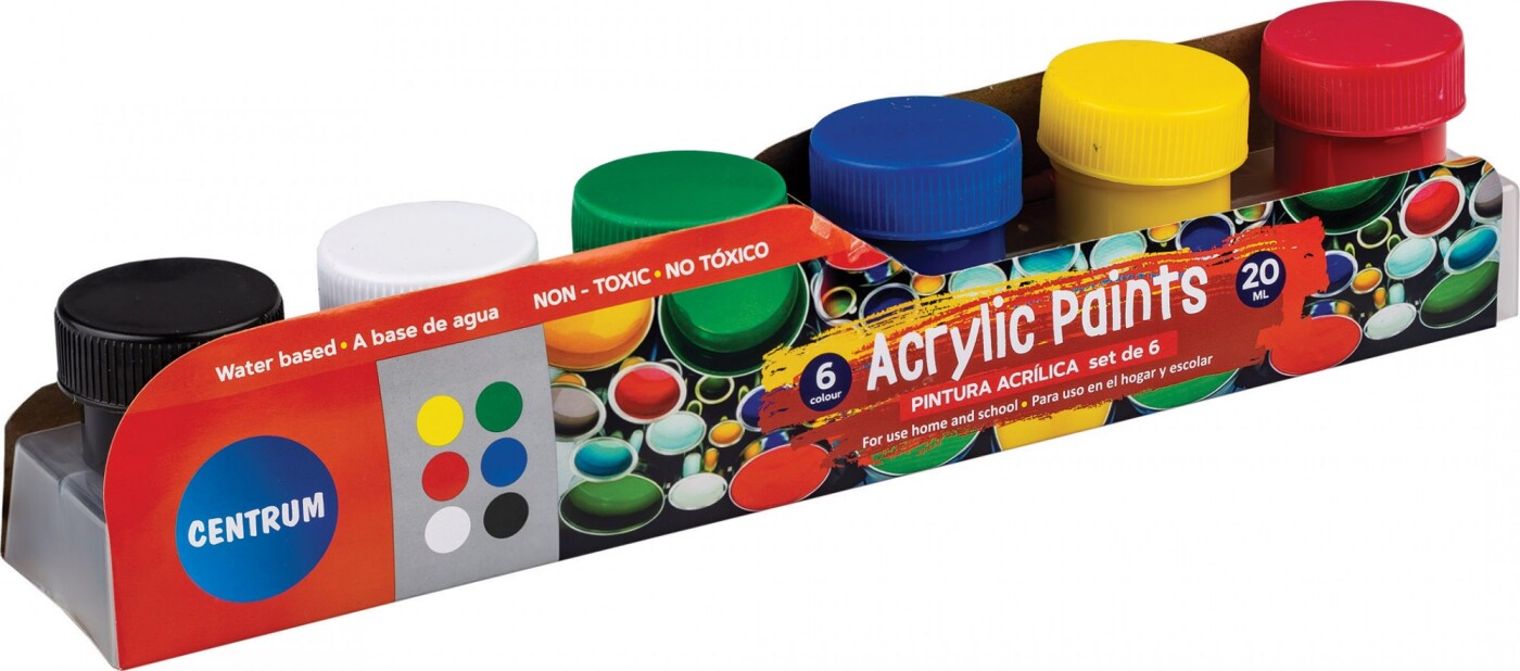 CENTRUM Akrylfarve 6 stk. 20ml. dåser. Ass. frv.