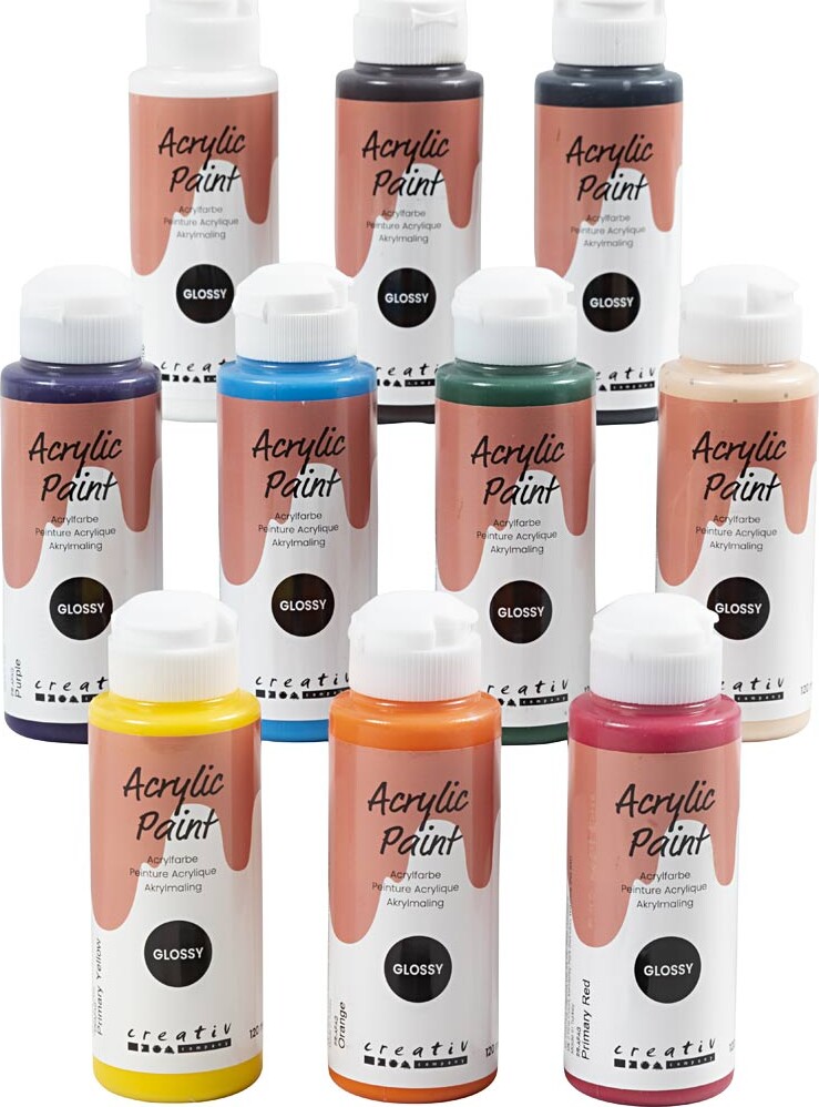 Akrylmaling - 10x120 Ml - Blank - 10 Farver billede