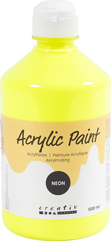 Akrylmaling Neon - Neon Gul - 500 Ml