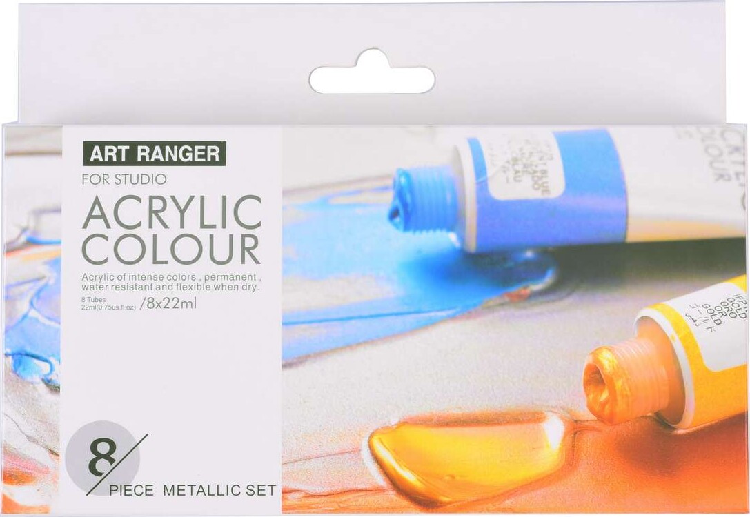 Akrylmaling Sæt - Metallic - Art Ranger - 8x22 Ml