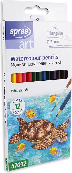 Akvarel Farveblyanter - Trekantet - 12 Farver